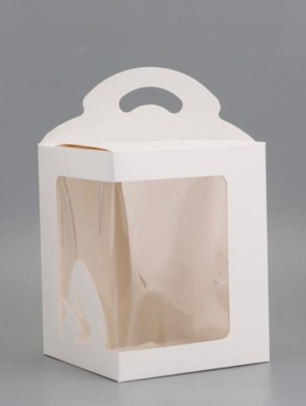 Коробка для десерта, упаковка кондитерская, белая, 18×18×23 см