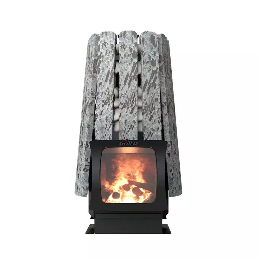 Дровяная банная печь Grill'D Cometa Vega 350 Short Window Max Stone (Серпентинит)