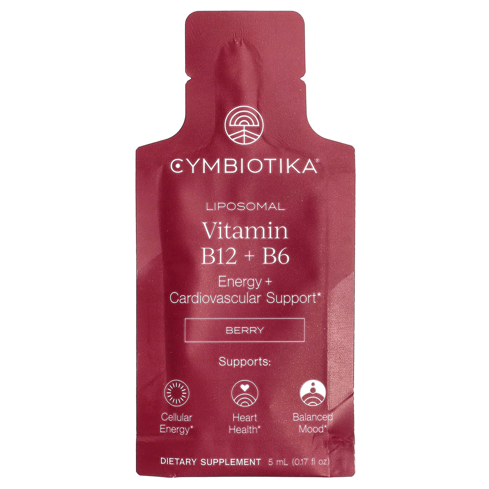 Cymbiotika, липосомальные витамины B12 и B6, с ягодным вкусом, 28 пакетиков по 5 мл (0,17 жидк. унции)