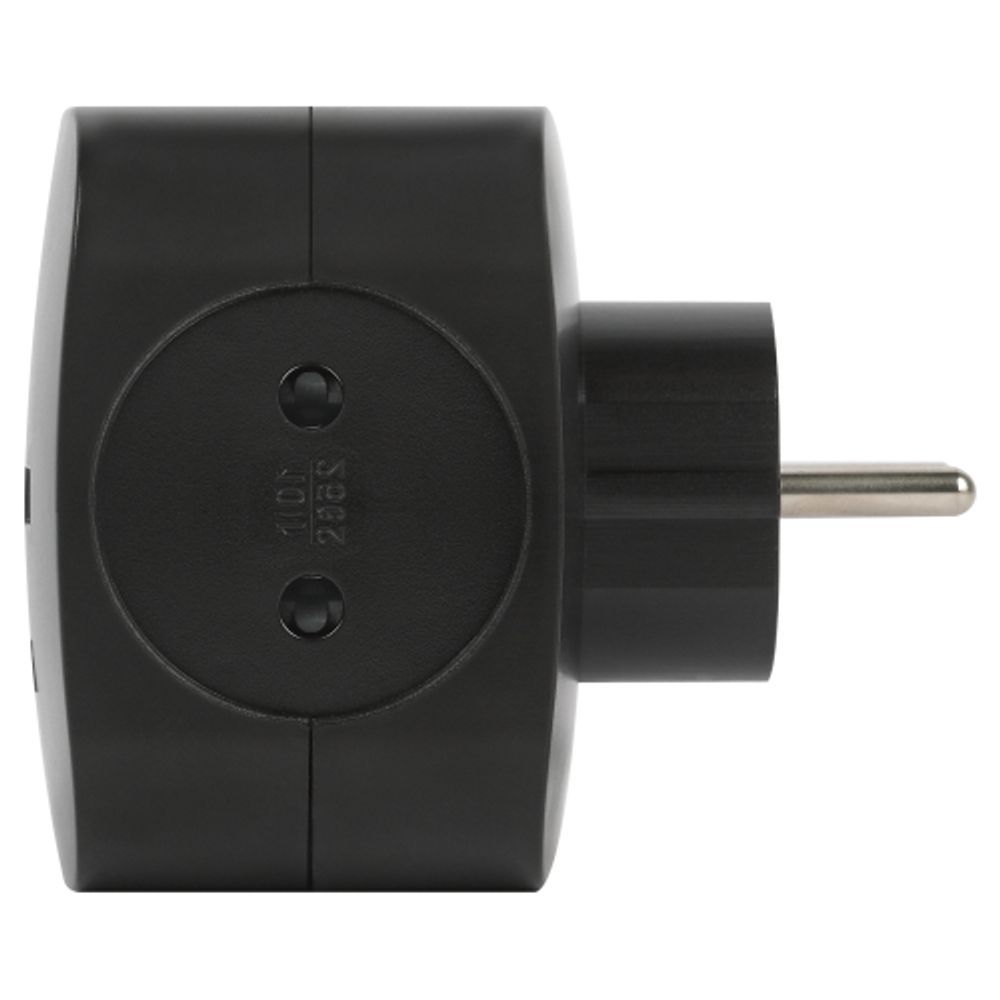 Разветвитель электрический ЭРА SP-4-USB-B на 4 розетки + 2xUSB 2400mA без заземления 10А черный | Электротовары