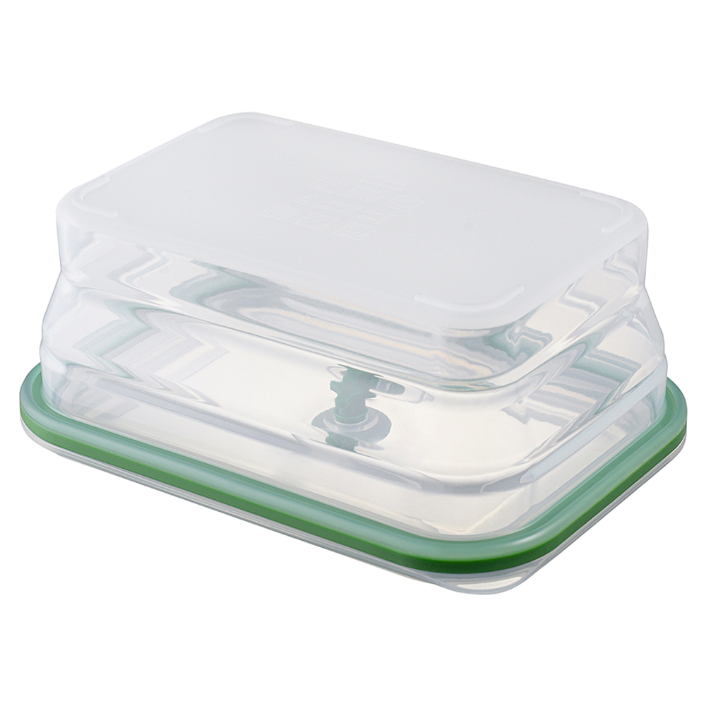 Контейнер для переноски и хранения силиконовый прямоугольный складной silikobox, 1,2 л, зеленый