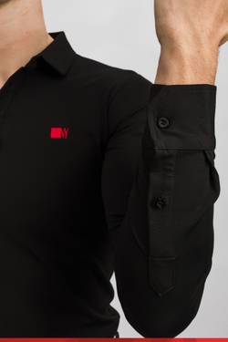 Поло с длинным рукавом черная Dry-Fit