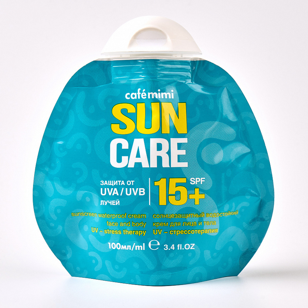 Cafe mimi солнцезащитный водостойкий крем для лица и тела SPF15+, 100 мл