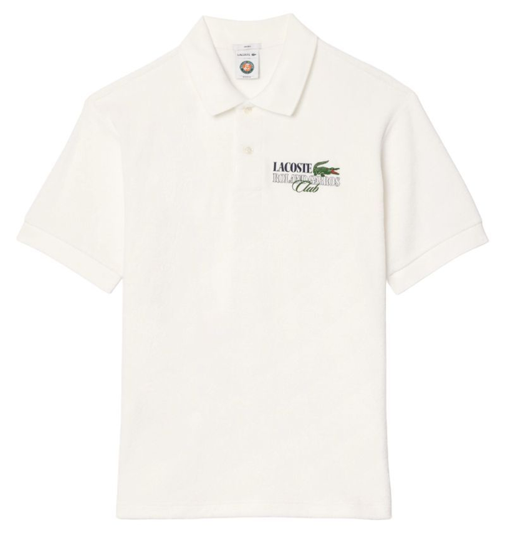 Теннисное поло Lacoste Roland Garros Edition Terry Polo Shirt - white