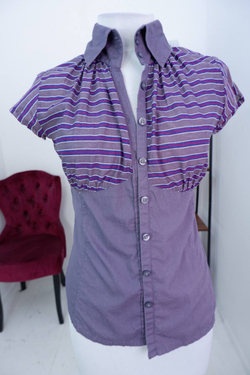 Рубашка комбинированная из хлопка, под джинсы, маркировка S, визуально на 42-44 размер