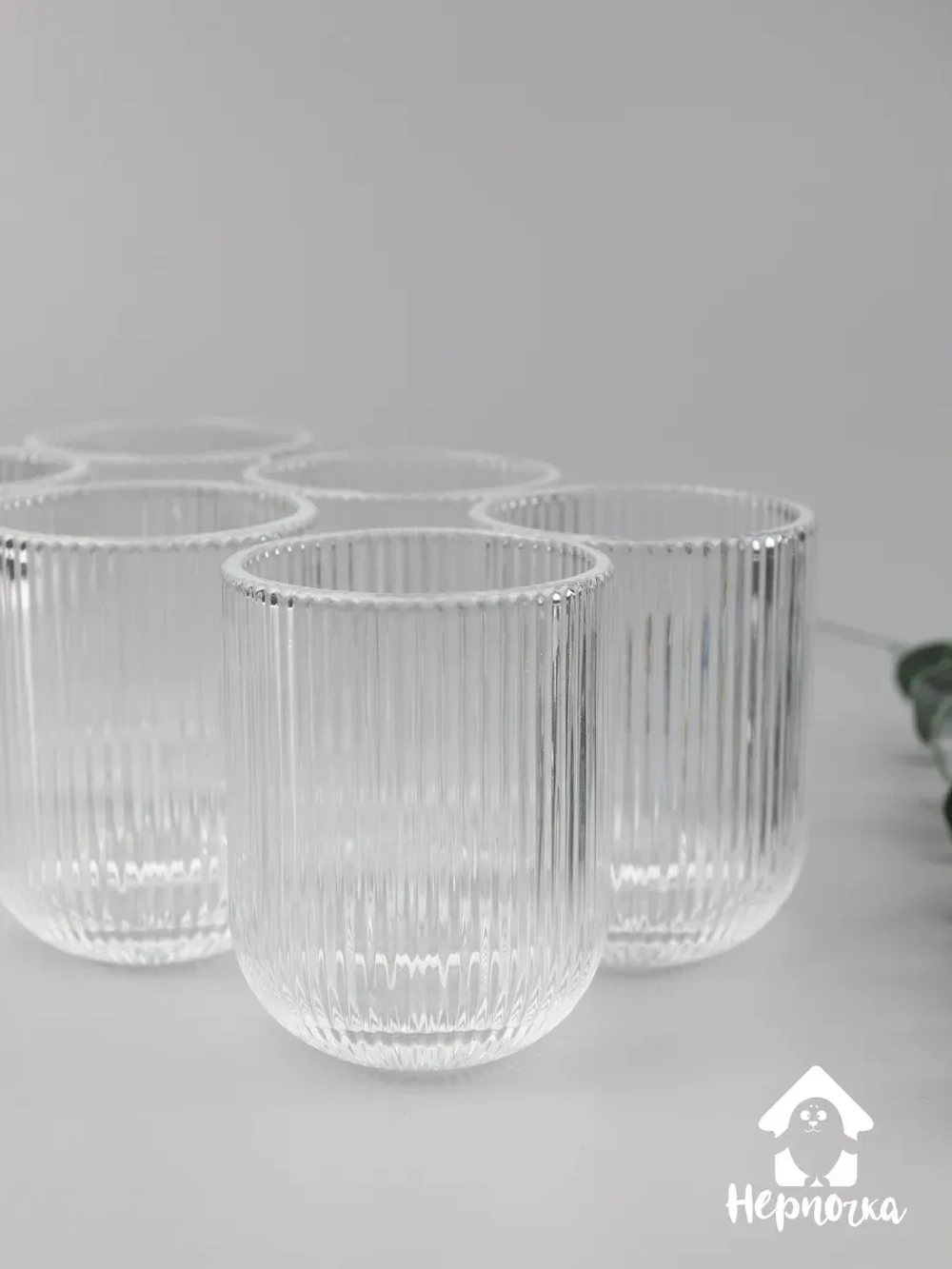 Набор ребристых бокалов для виски, 270 мл. 6 шт. Прозрачные