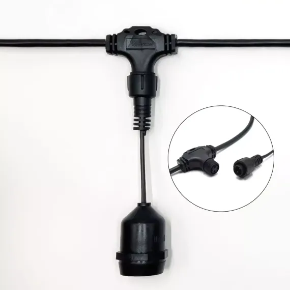 Белт-Лайт UNIBELT 10 м., провод черный Каучук, шаг 25 см., 40 подвесных патронов, IP65, LTC (UBL10m/40L-1)