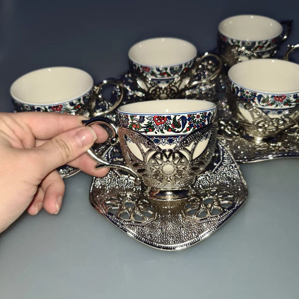 Кофейный сервиз "Традиционный" на 6 персон с блюдцами/ZAMAK. Турция