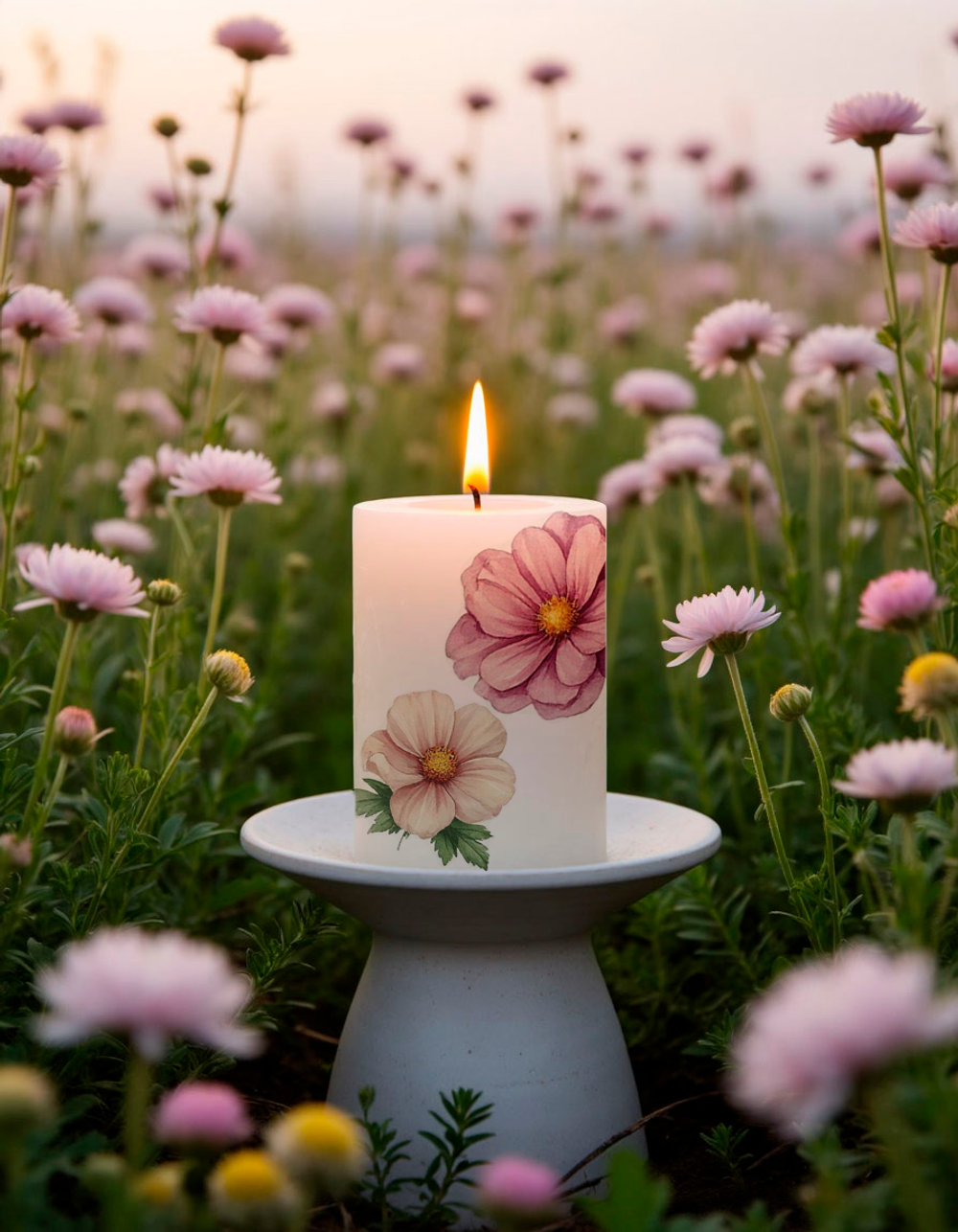 Трансфер переводной - декаль для свечей и гипса цветочки 015 А5