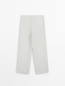 Massimo Dutti Струящиеся брюки с эффектом стрелок, белый