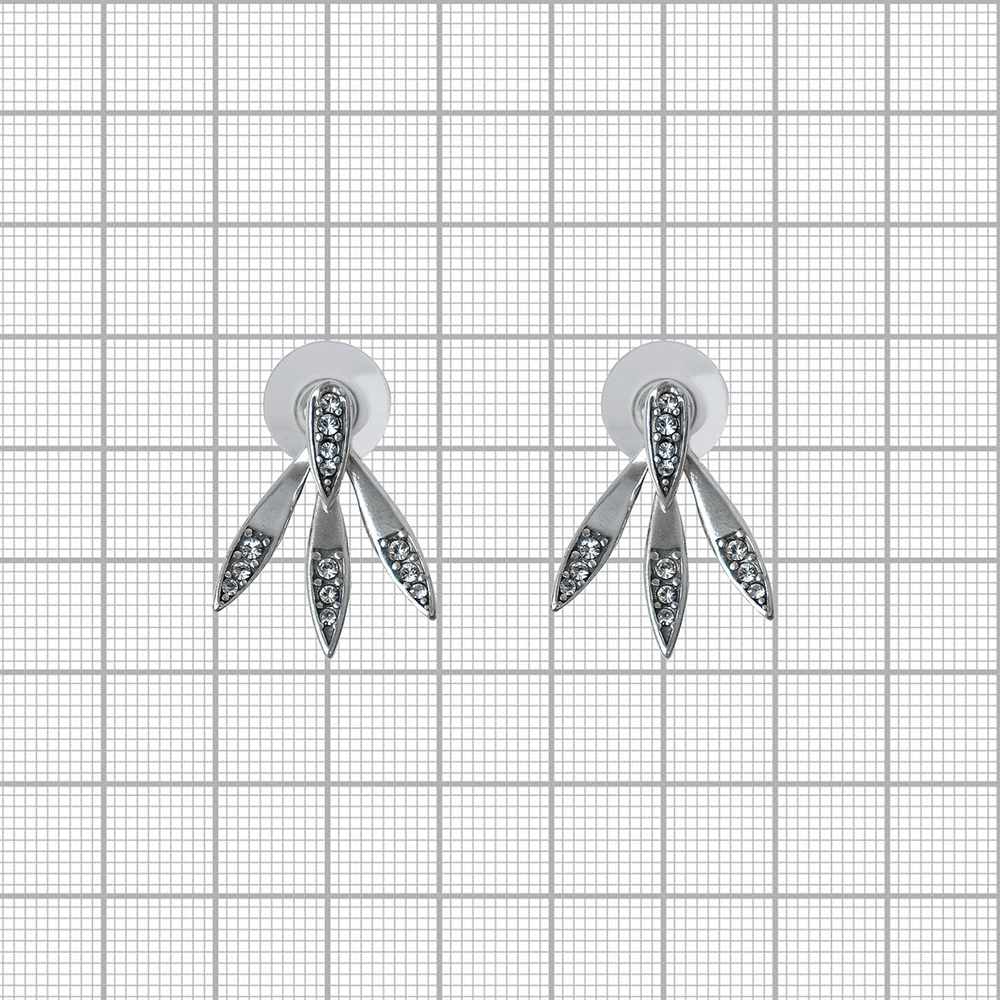 "Флюкс" серьги в серебряном покрытии из коллекции "Двойная игра" от  Jenavi  с замком пусеты