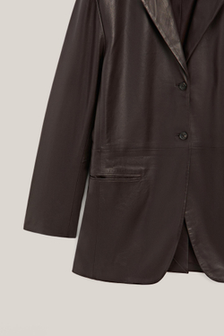 Massimo Dutti Блейзер из 100% натуральной кожи наппа с карманами - Limited Edition, коричневый