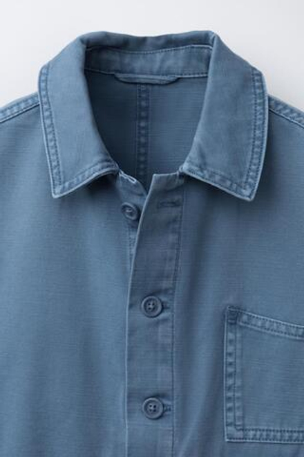 ZARA КУРТКА-РУБАШКА ACID WASH С КАРМАНАМИ, СИНИЙ