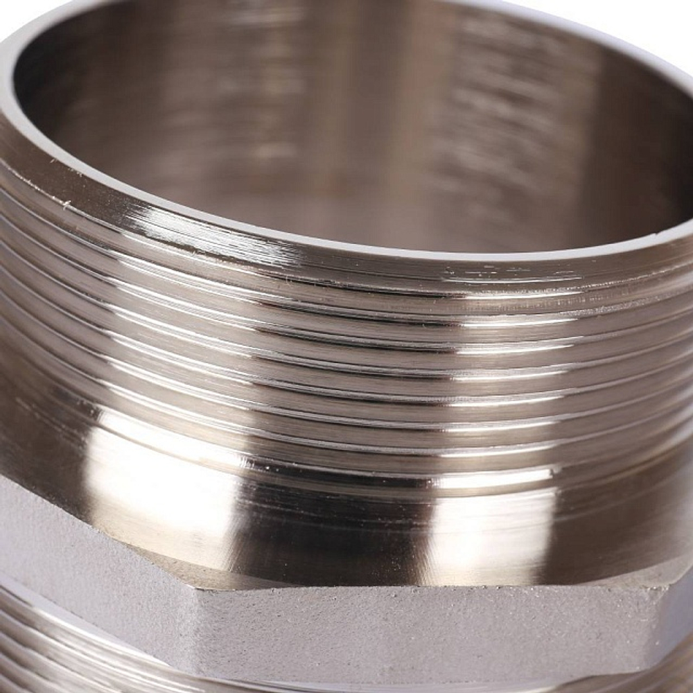 Ниппель редукционный STOUT SFT 0004 - 3" x 2"1/2 (для стальных труб, латунь никелированная)