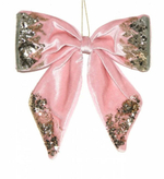 Бант на ёлку "Блеск" 12*14 см (набор 4 шт), Розовое золото (Серпантин)