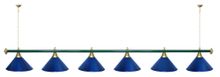 Лампа STARTBILLIARDS 6 пл. (плафоны антик медь,штанга зеленая,фурнитура золото)