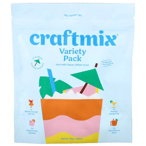 Craftmix, Пакетики для коктейлей, разнообразные, 12 пакетиков, 84 г (2,96 унции)