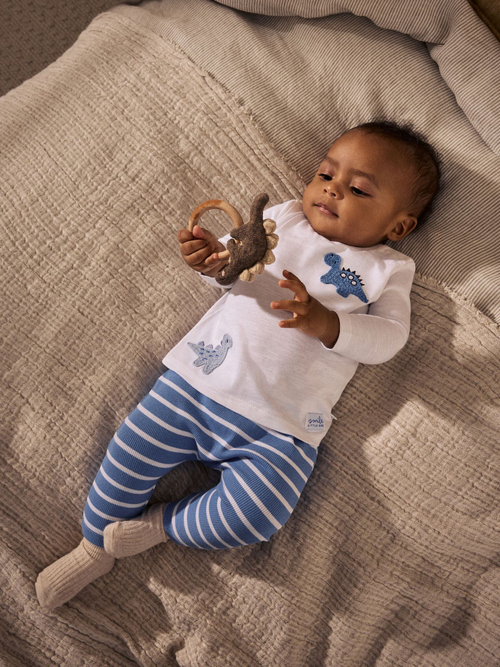 Лонгслив и легинсы в комплекте для малышей Next E48-227, Белый, Голубой