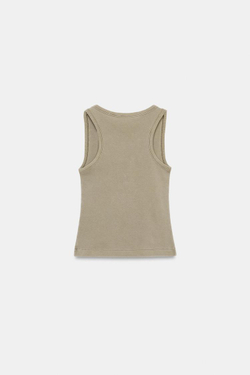 ZARA ТОП В СТИЛЕ РУСТИК С ЭФФЕКТОМ ПОТЕРТОСТИ, ТЕМНО-БЕЖЕВЫЙ