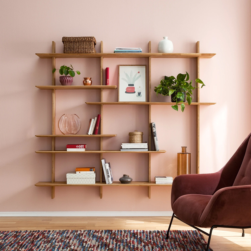 Стеллаж настенный из массива дуба Берг 3