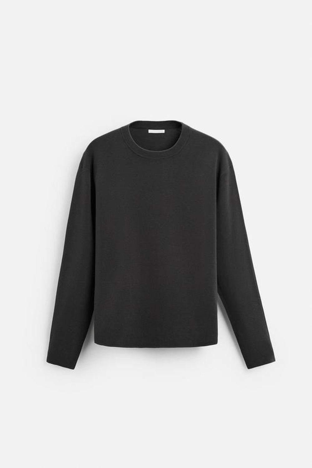 ZARA СВИТЕР ИЗ СМЕСОВОГО ХЛОПКА С РЕЛЬЕФНЫМ УЗОРОМ, ТЕМНО-СЕРЫЙ