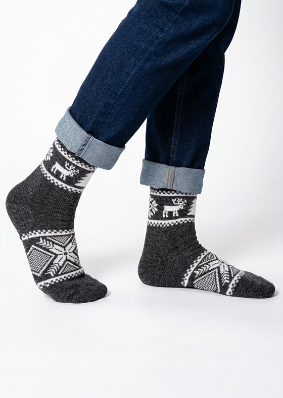 Теплые шерстяные носки Н007-03 серый