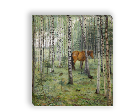 "Лошадь в березовой роще", художник Богданов-Бельский, картина