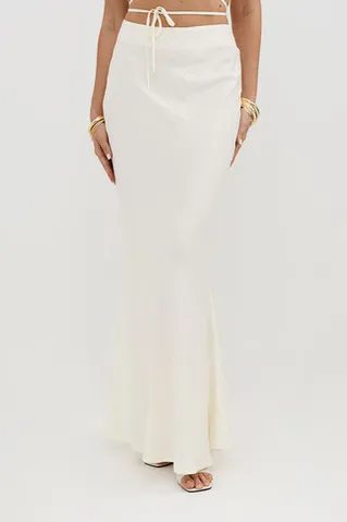 Юбка-рыбка из вискозы ванильного цвета