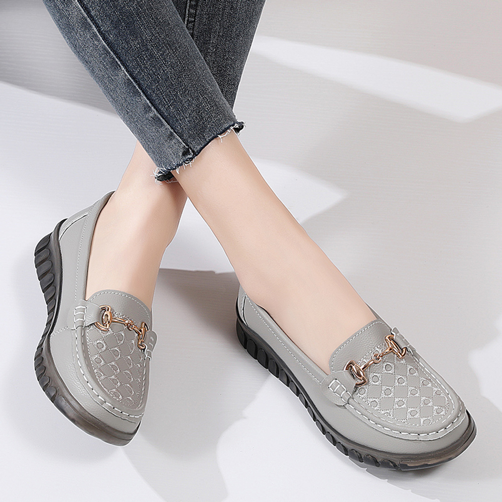 Reivantix Gommino Loafers Women"s Gray/Beige/Black