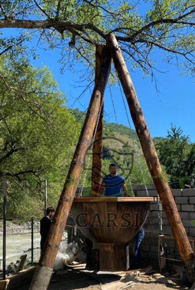 Банный чан на бревнах для 8-10 человек AISI 430 2мм+ Печь с водяной рубашкой