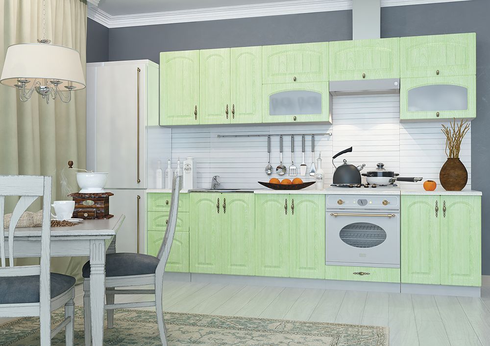 Модульный кухонный гарнитур «Монако» 2800 (Фисташка), ЛДСП/МДФ, ДСВ Мебель
