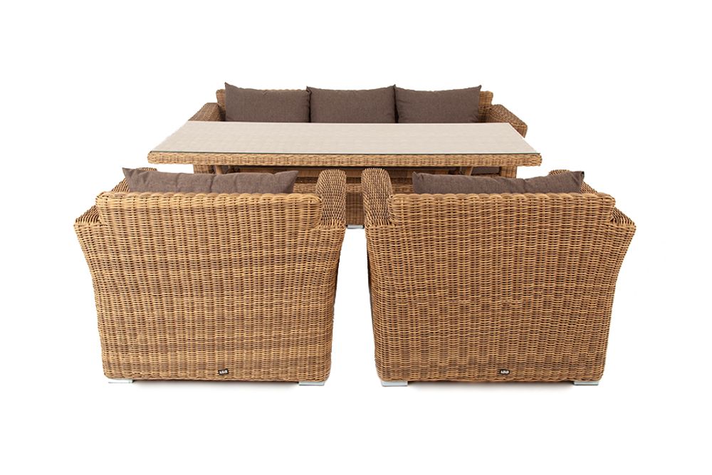 "Моккачино" обеденная группа из искусственного ротанга, цвет соломенный