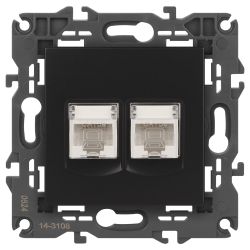 Розетка ЭРА Elegance 14-3108-05 информационная двойная 2хRJ45 IP20 антрацит | Эра Elegance