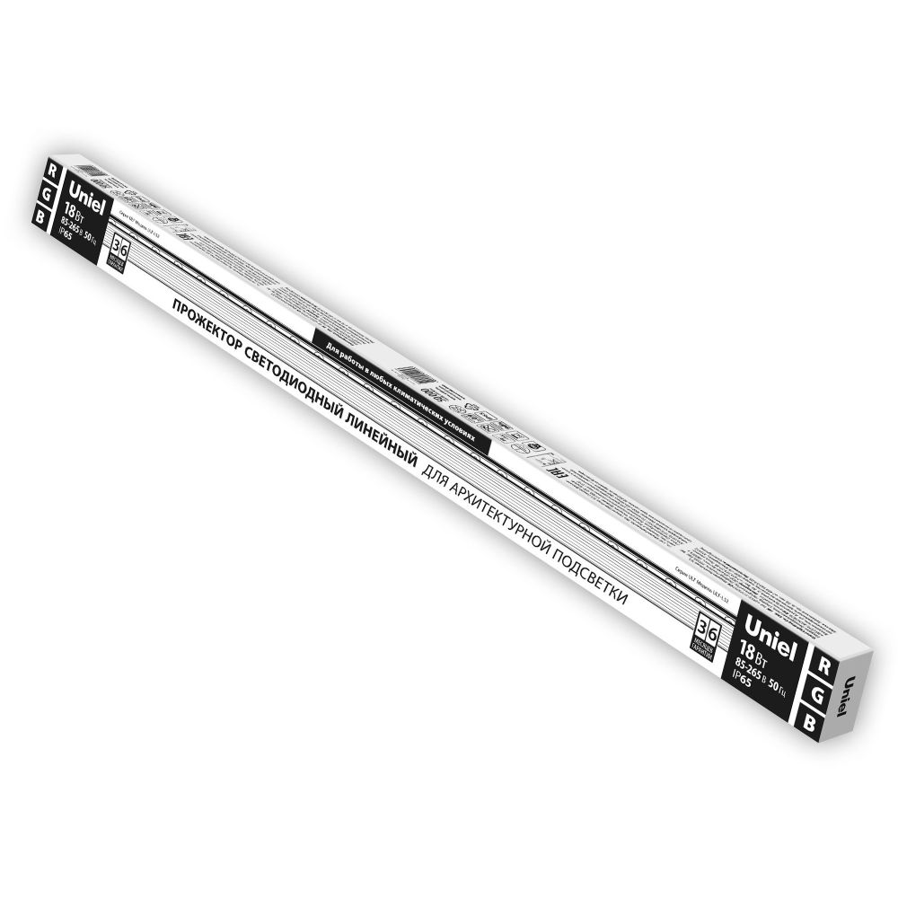 ULF-L52-18W-RGB-L100 220V IP65 SILVER Прожектор светодиодный линейный. 1000мм. RGB. Алюминий. TM Uniel