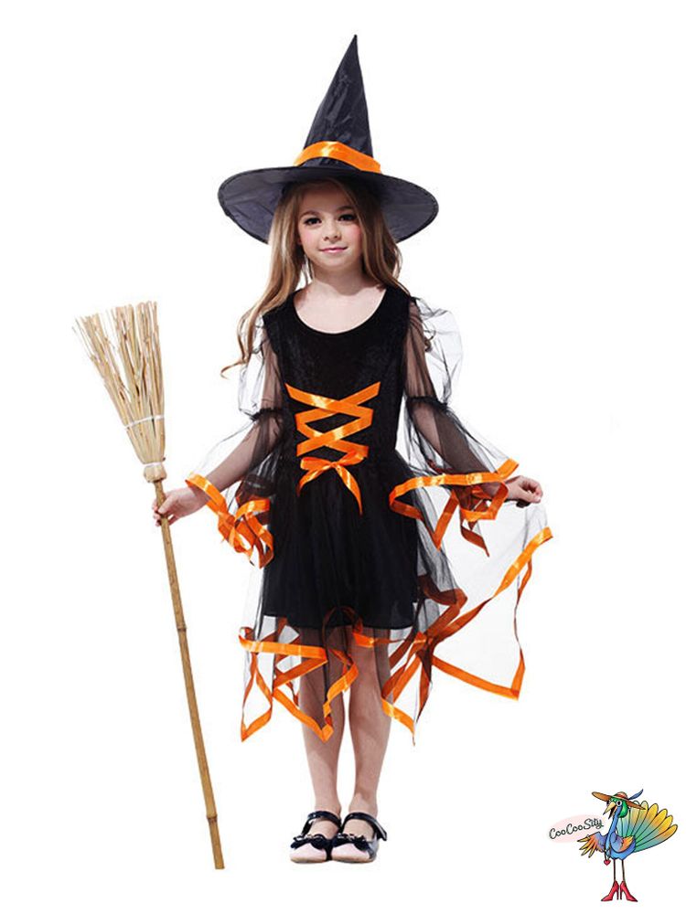 костюм Ведьмочка оранжевая, р-р XL, рост 130-150 (платье, шляпа)