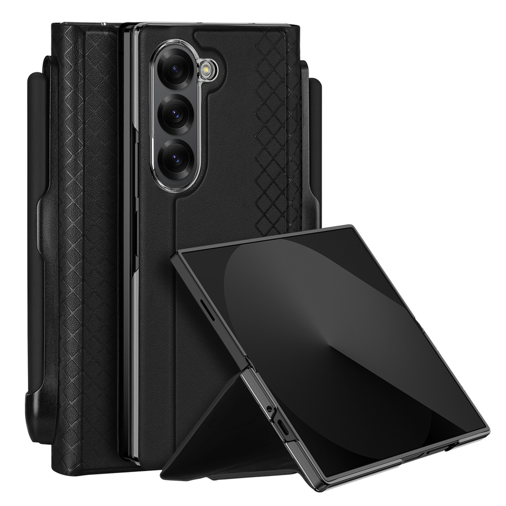 Чехол черного цвета с премиальной искусственной кожи от Dux Ducis для Samsung Galaxy Z Fold 6, серия Bril Series Case (версия с S Pen)