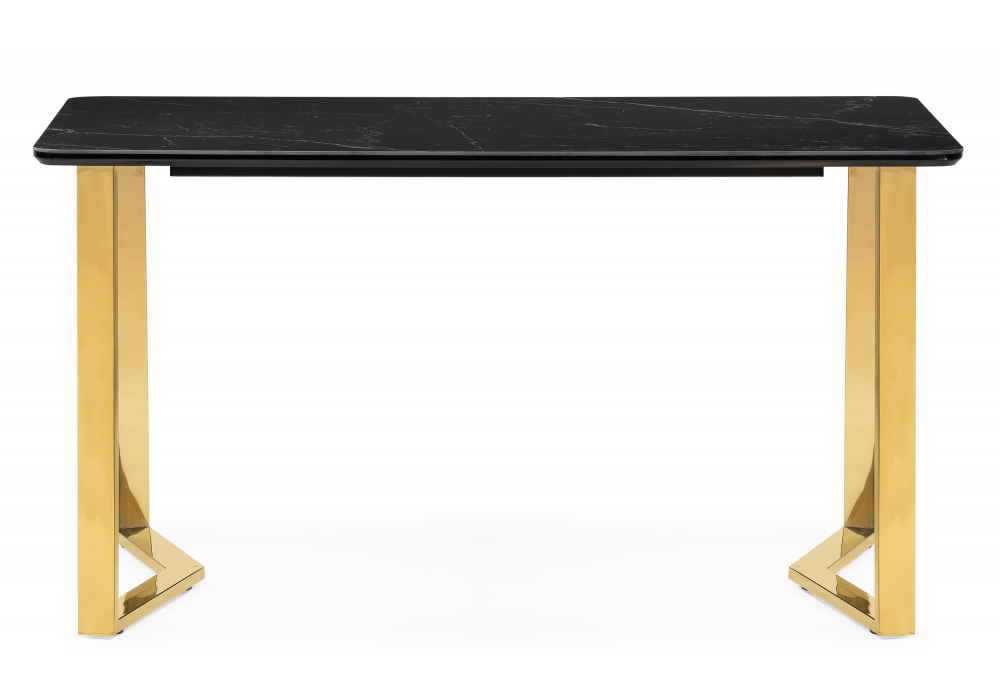 Керамический стол Woodville Селена 1 160х90 черный мрамор, золото