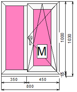 Пластиковое окно 1000 х 800 ТермА Эко + Москитная сетка