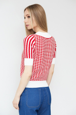 22396 Джемпер женский (молочно-красный жаккард)