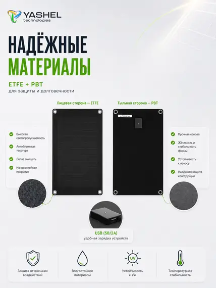 Туристическая солнечная панель YASHEL 10 Ватт