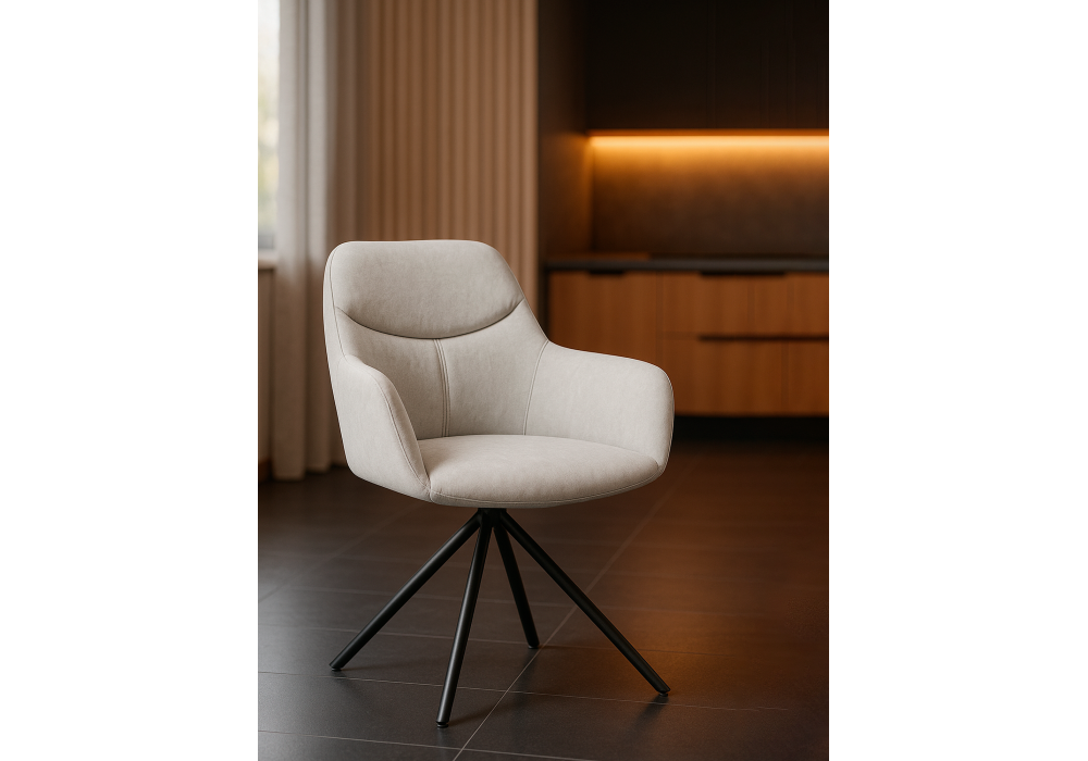 Стул на металлокаркасе Woodville Бартон 2 ткань мадера 2, черный матовый, ножки черные