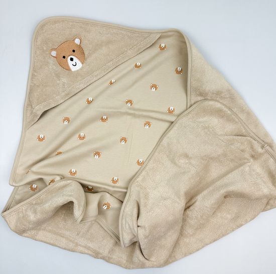 Полотенце махровое/хлопковое "Медвежонок" темно-бежевое