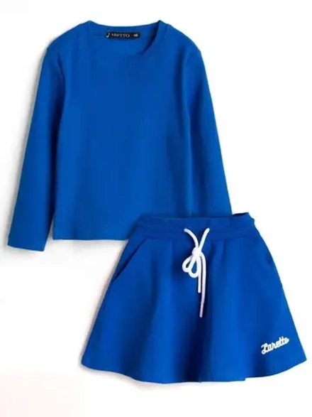 Костюм трикотажный демисезонный, лонгслив и юбка