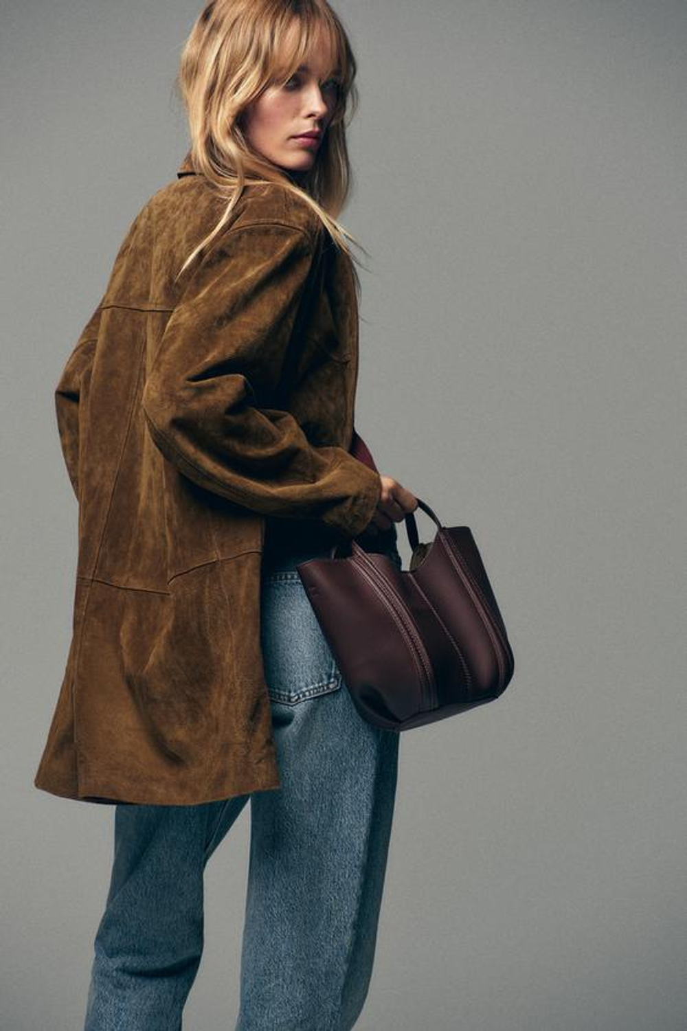 ZARA НЕБОЛЬШАЯ СУМКА С ДЕКОРАТИВНОЙ СТРОЧКОЙ, БОРДОВО-КРАСНЫЙ