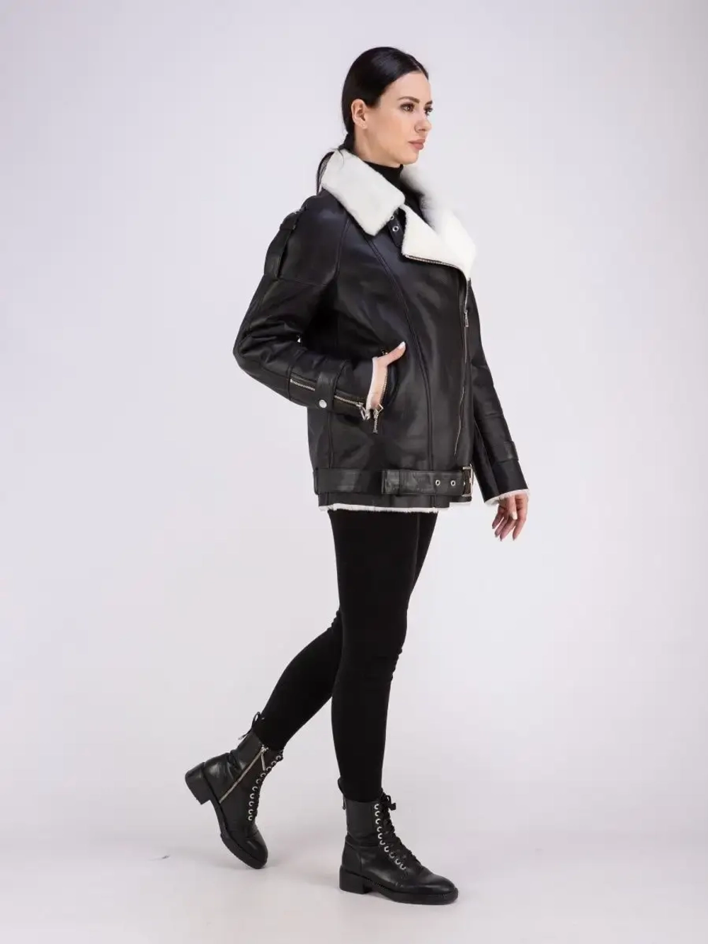 Дубленка авиатор женская натуральная оверсайз Турция