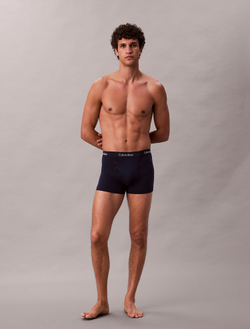 Мужские трусы боксеры транки Calvin Klein Cotton Stretch 3 Pack Black/ Blue Shadow/ Cobalt Water