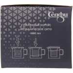 Чайник заварочный стеклянный 1000мл «Хай-Тек» с металлическим ситом и пластиковой крышкой Селфи