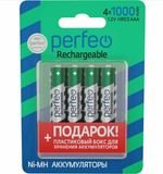 Аккумулятор AAA HR-03 / 1000 mAh Perfeo NiMH (4шт/уп)