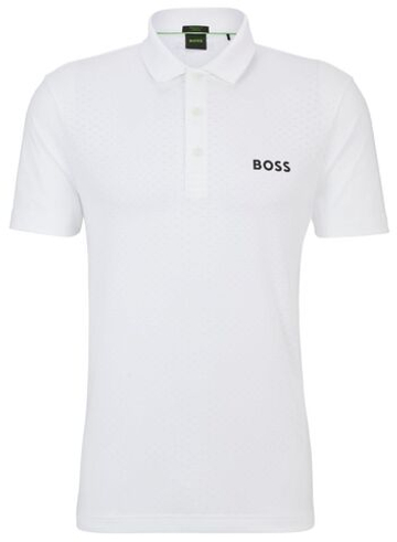 Мужское теннисное поло BOSS Paddytech Degradé-Jacquard Polo Shirt - белый