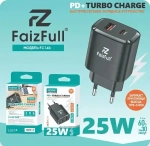Зарядное устройство FaizFull FC146 PD25W+TC25W 3A Type-C+USB, цвет: Черный
